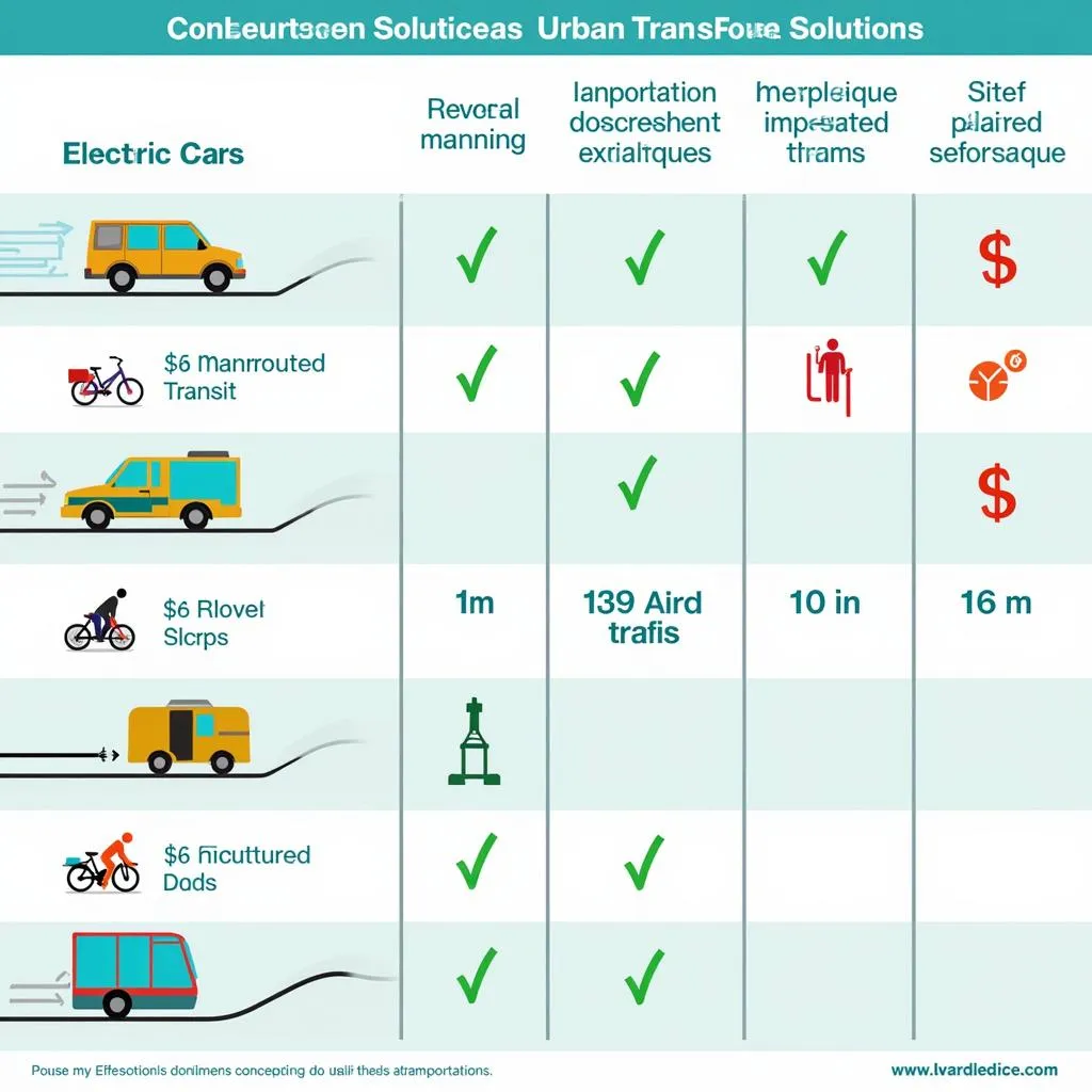 Comparison of urban transportation solutions