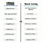 Comparison chart of urban vs rural living