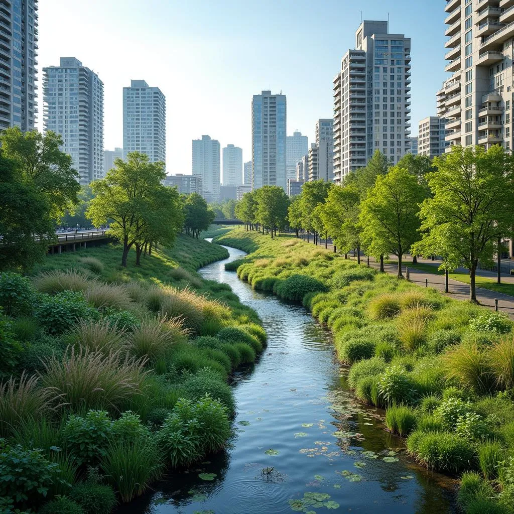 Urban development coexisting with natural habitats