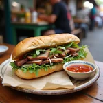 Vietnamese Banh Mi Sandwich Street Food