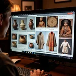 Virtual museum interface showcasing cultural artifacts