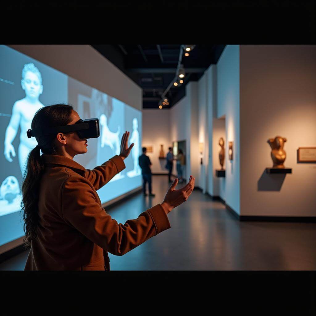 Visitor navigating an AR-enhanced museum