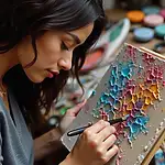 Visually impaired artist creating a tactile painting