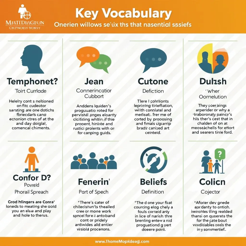 Visual representation of key vocabulary for discussing beliefs