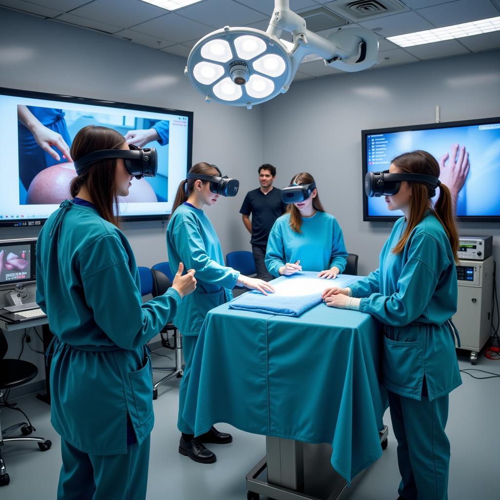 Medical students using VR for surgical training