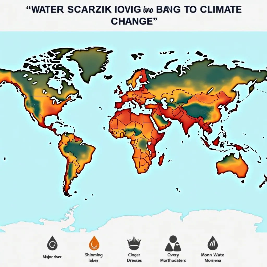 Global water scarcity map highlighting climate change effects