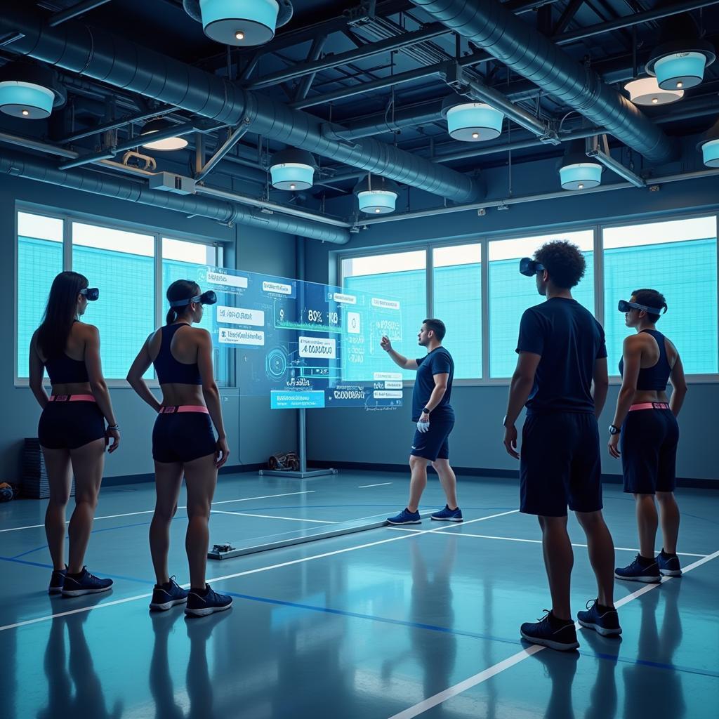 Futuristic PE class with advanced wearable tech