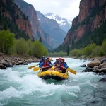 Exciting white-water rafting in the Rocky Mountains