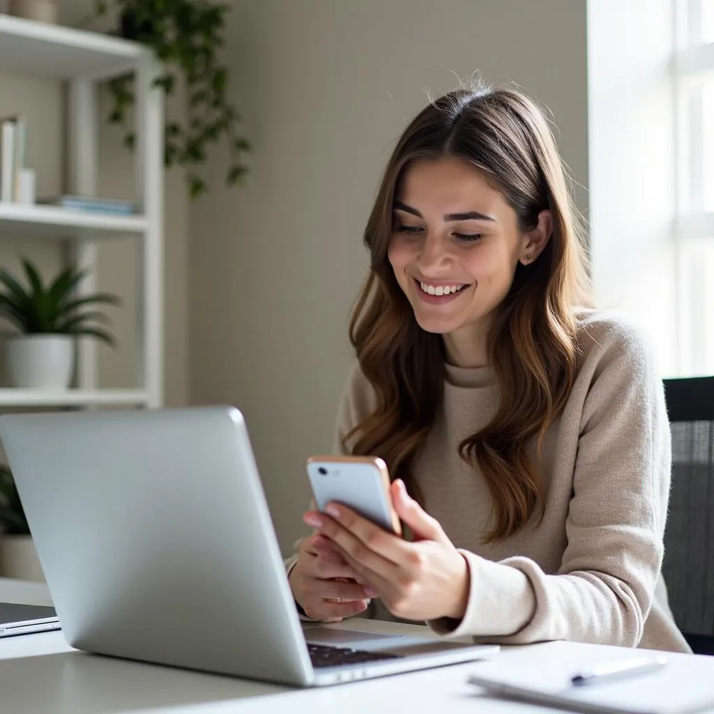 Woman Using Calendar App on Phone