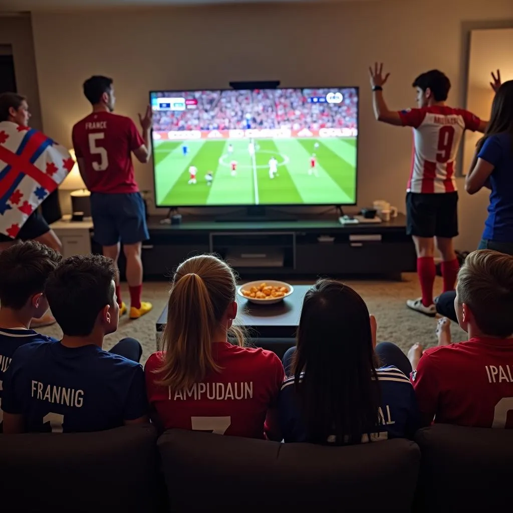 Enthusiastic fans watching World Cup Final