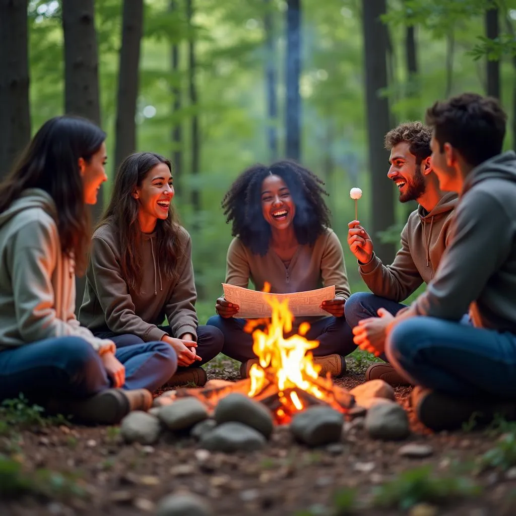 Young people enjoying camping benefits