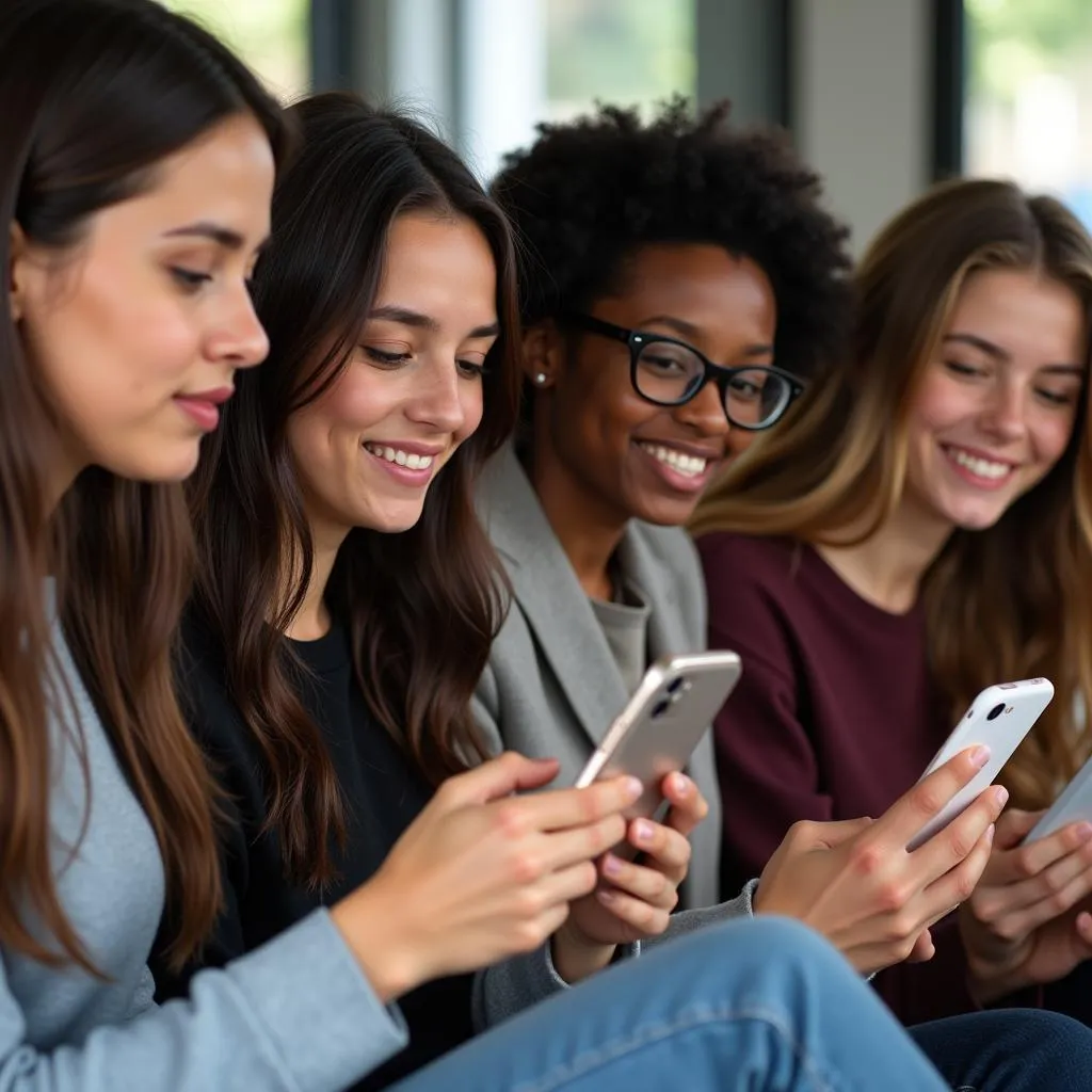 Young people using finance app