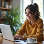 Young woman learning Spanish online