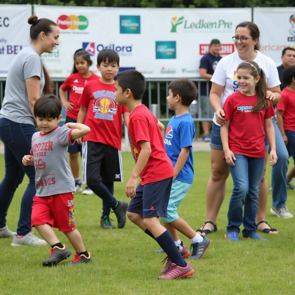 Youth participating in a sponsored sports event