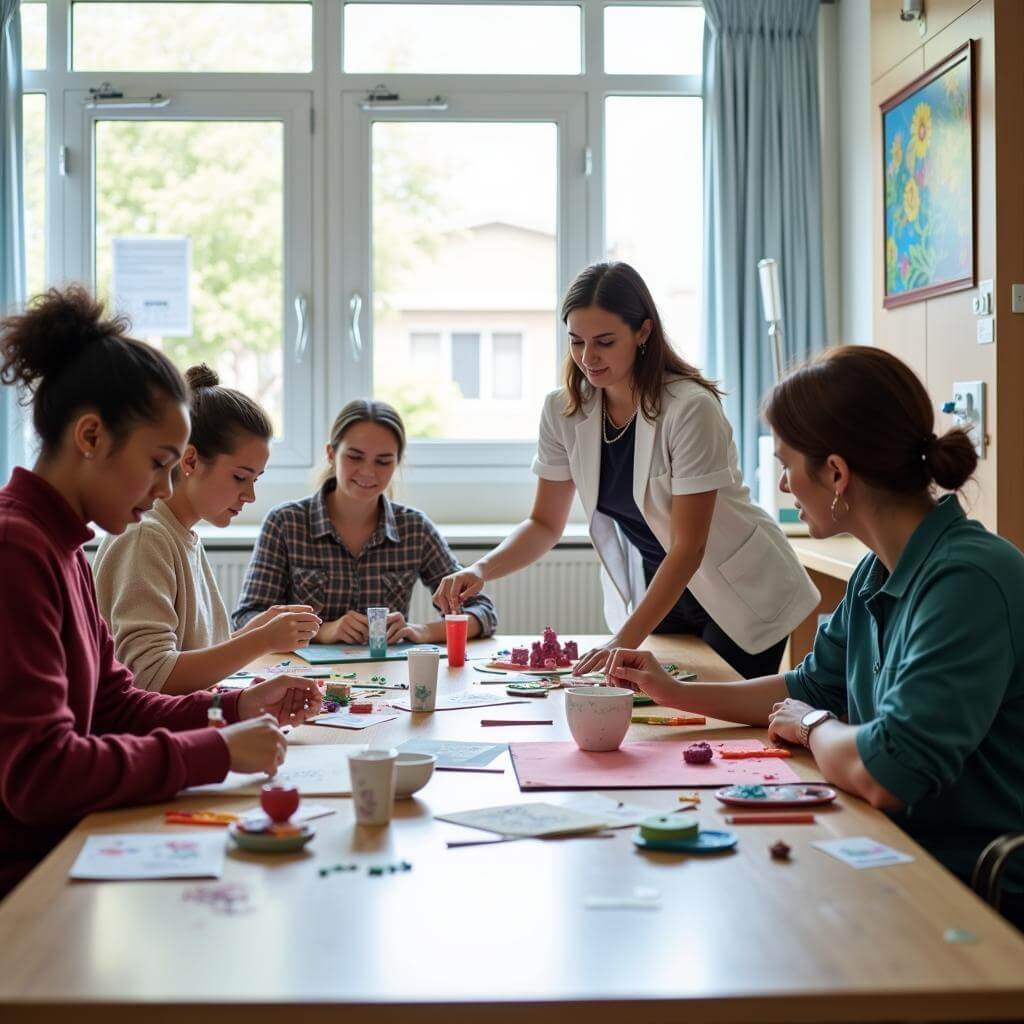 Art therapy session in a hospital setting