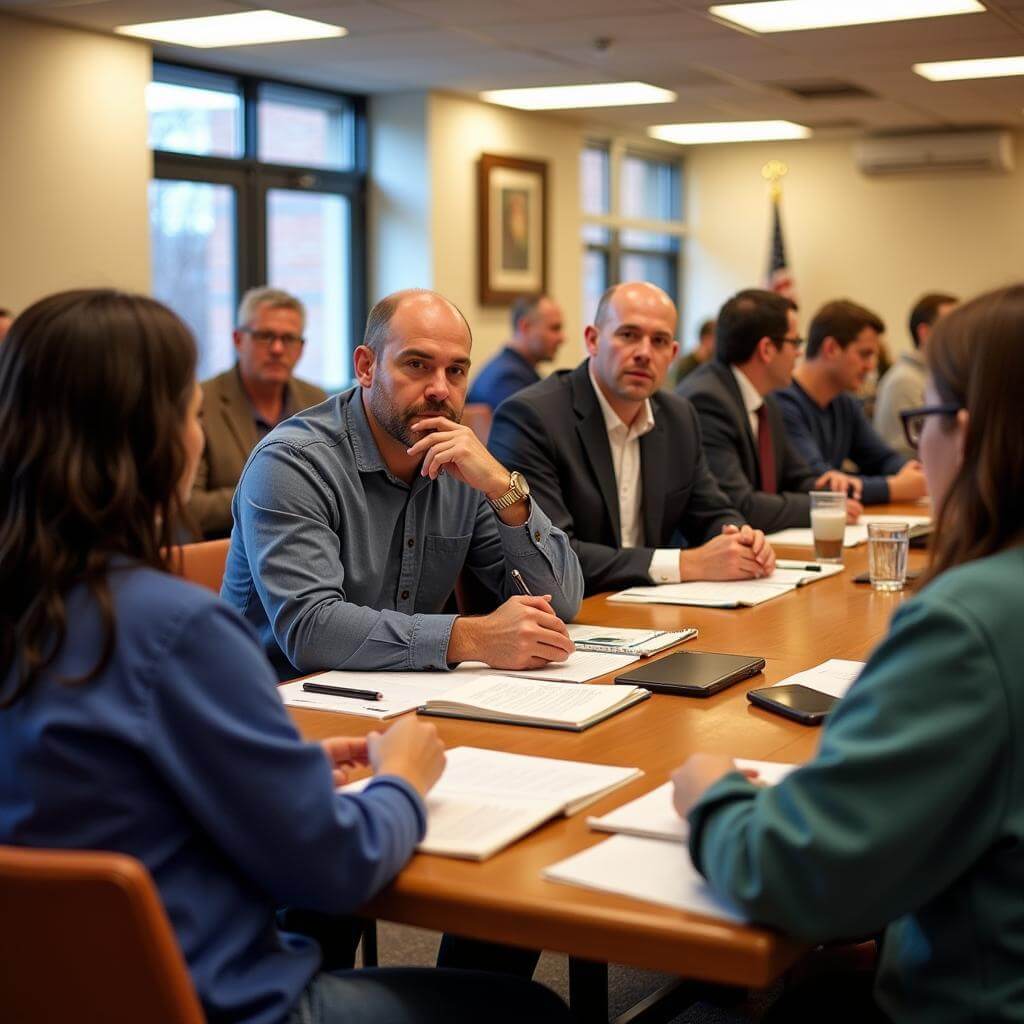 Citizens participating in a local governance meeting