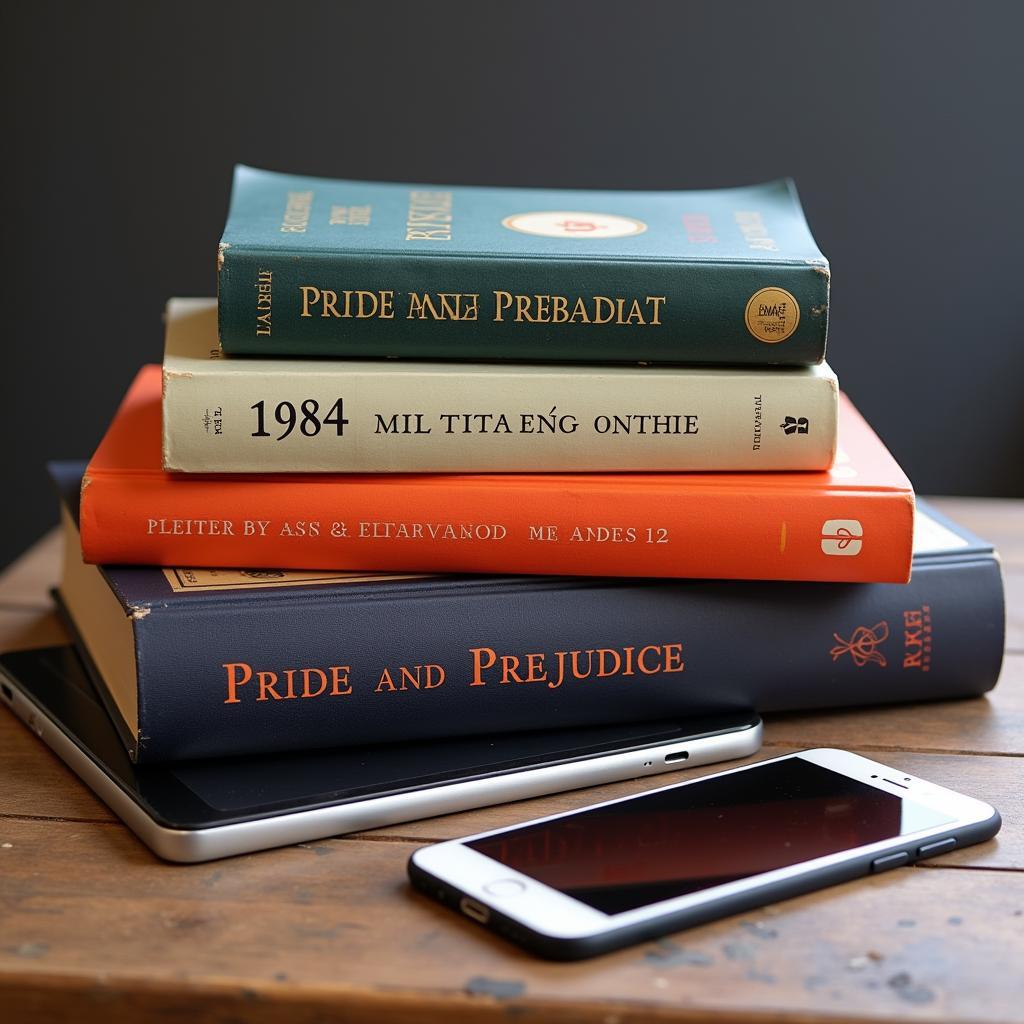 Classic literature books with modern devices