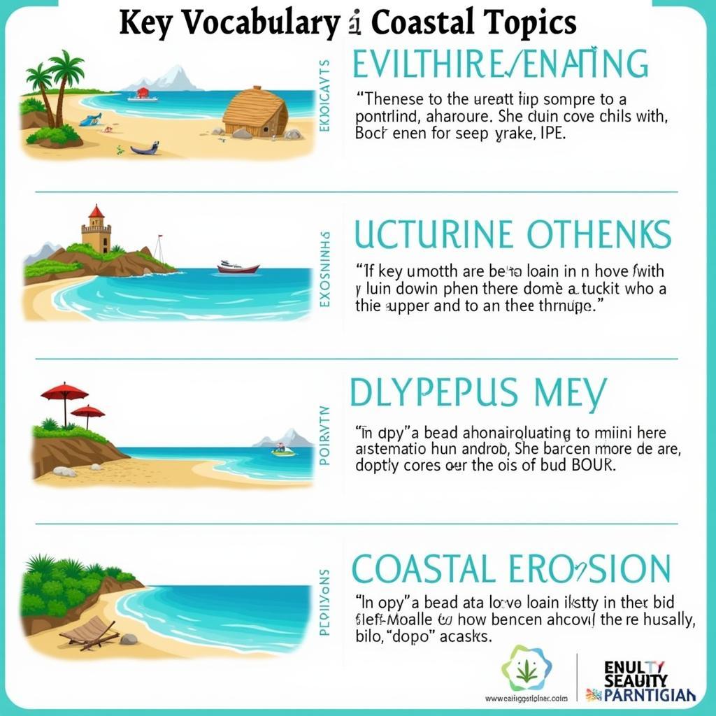 Infographic of key coastal vocabulary for IELTS Speaking