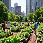 Community garden in an urban area