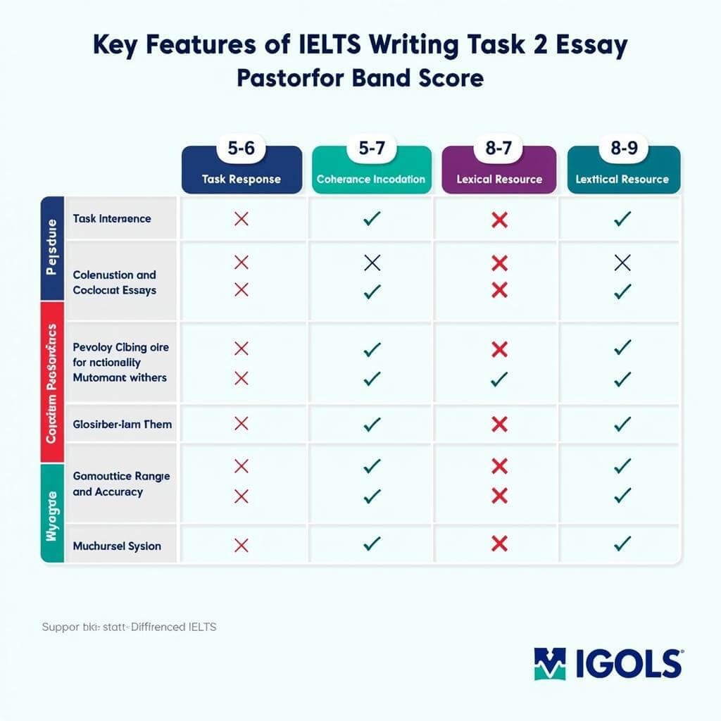 Comparison chart of IELTS Writing Band Scores