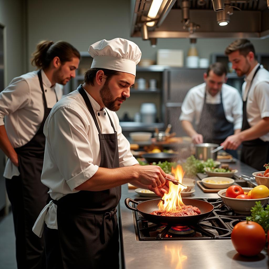 Chef demonstrating cooking techniques