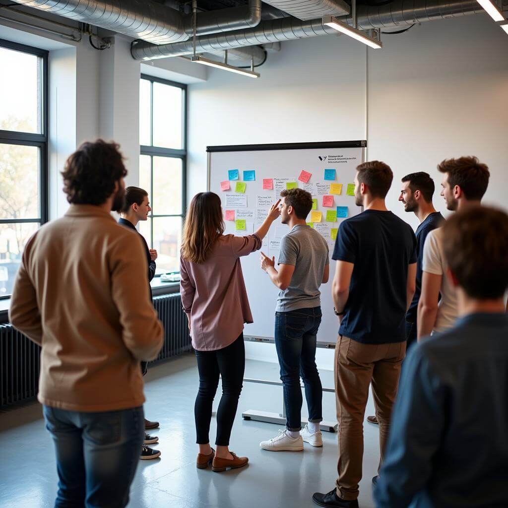 Creative brainstorming session during a hackathon