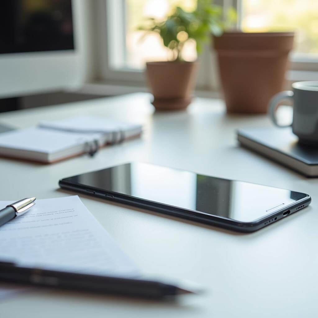 Smartphone on desk as daily item