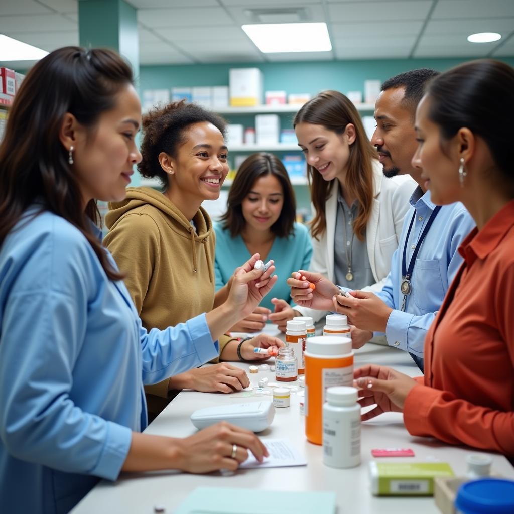 Diverse group of patients receiving medication