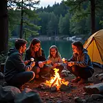 Family enjoying camping activity in a national park