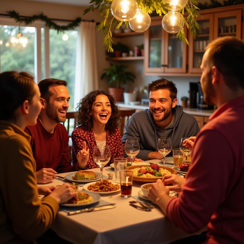 Convivial atmosphere at a family celebration