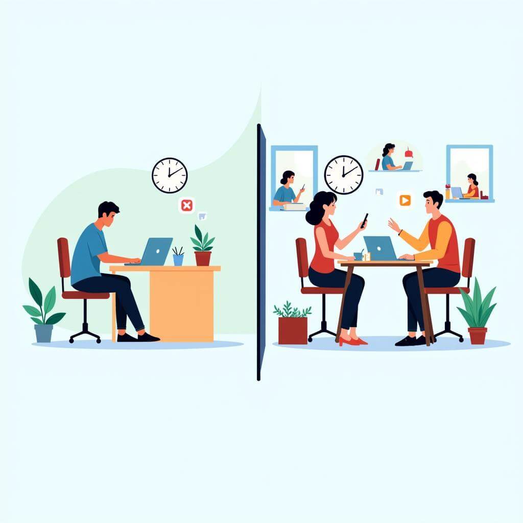 Flexible work hours vs fixed schedules illustration