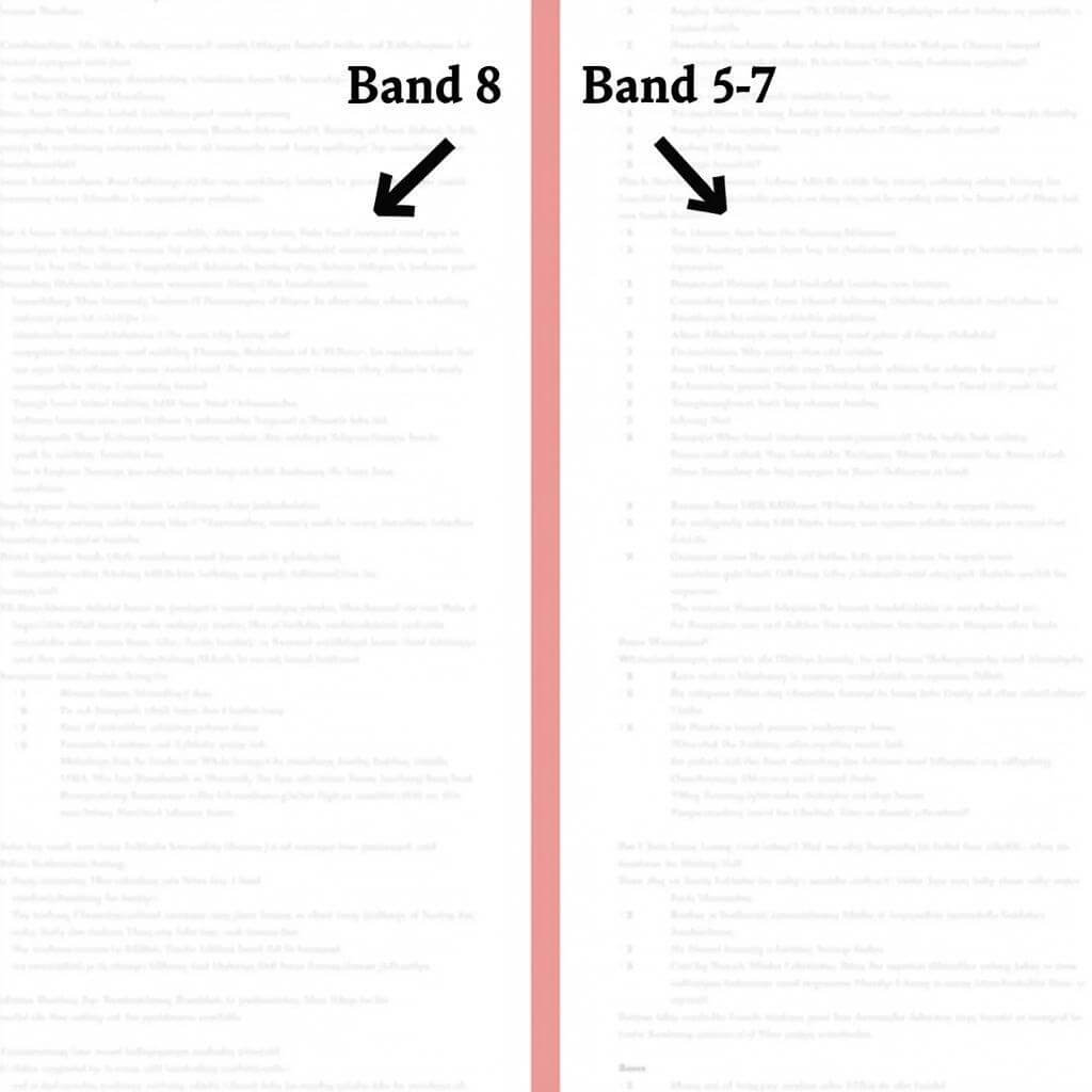 IELTS Writing Task comparison of different band scores