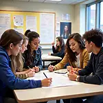 Students collaborating on a school project