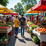 Local food market showcasing sustainability and community