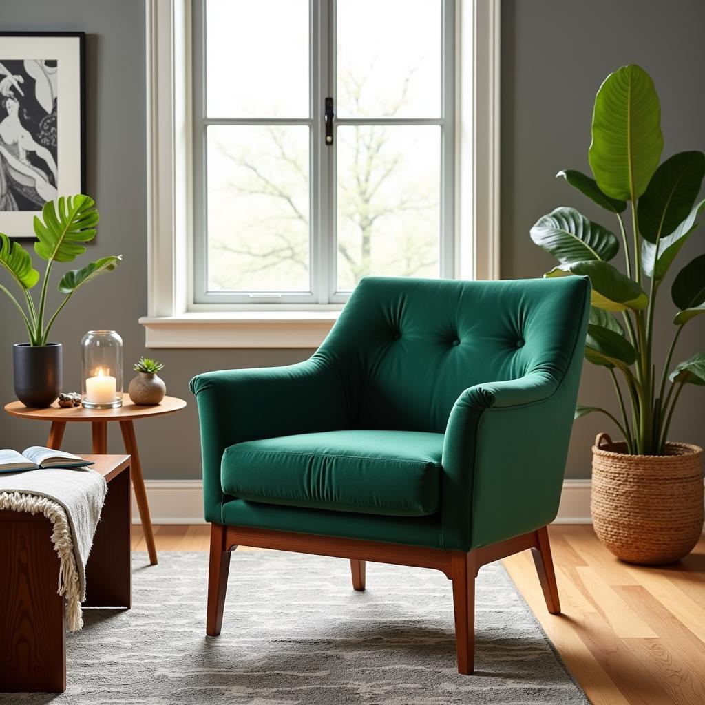 Mid-century modern armchair in a stylish living room