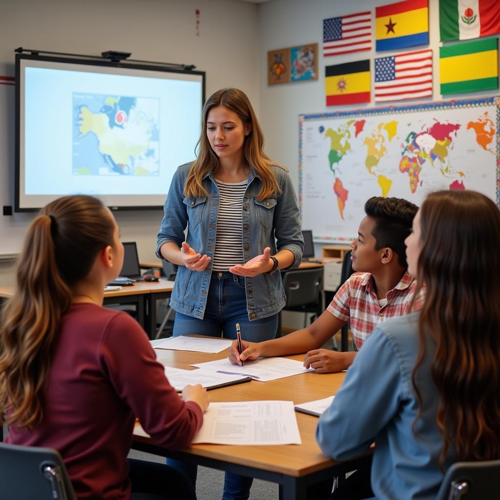 Multicultural classroom with students from diverse backgrounds