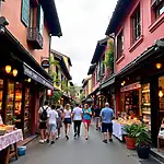 Historic Old Quarter neighborhood with bustling streets and traditional shops