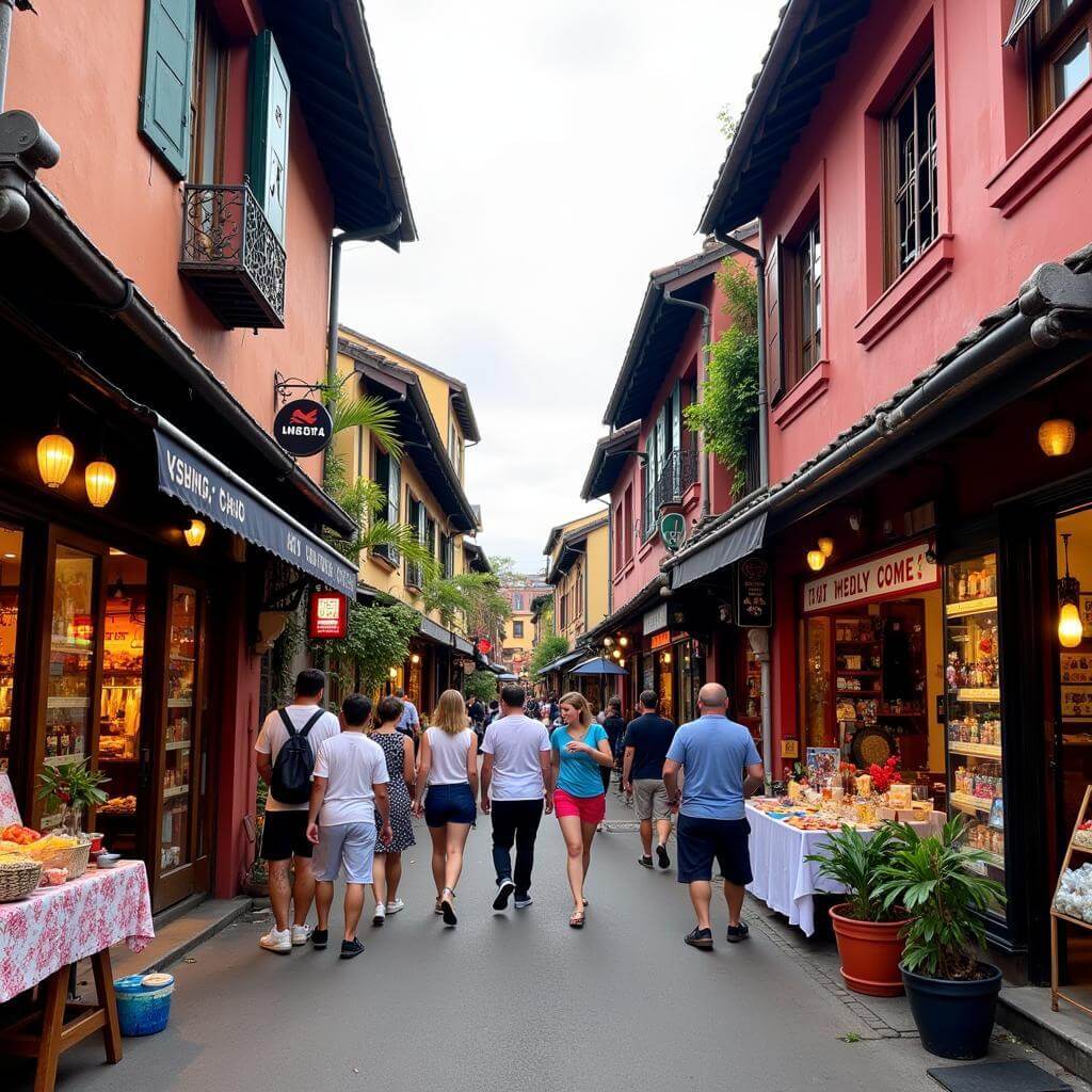 Historic Old Quarter neighborhood with bustling streets and traditional shops