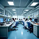 Scientists in a pharmaceutical research laboratory