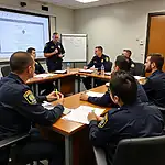 Police officers participating in empathy training