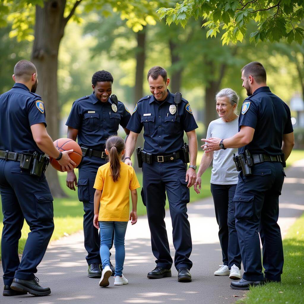 Police officers engaging with community members