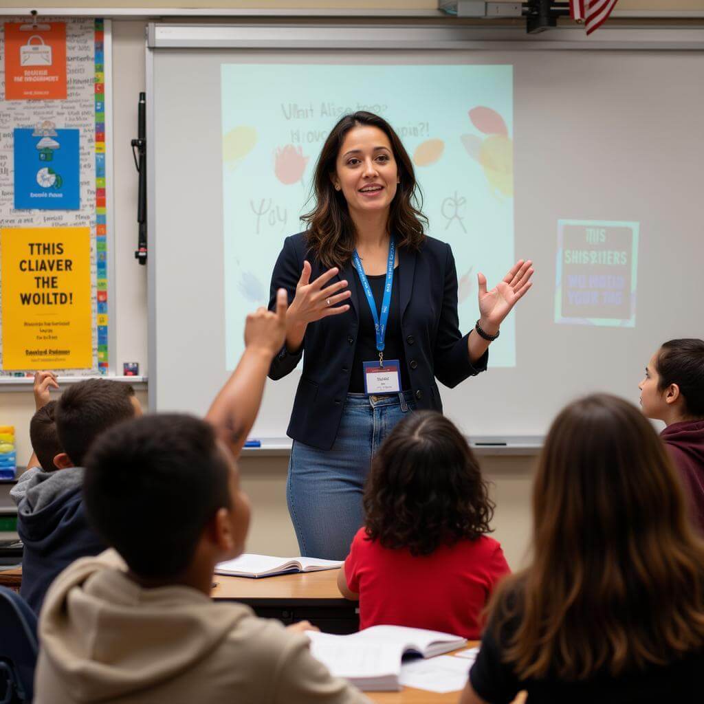 A positive teacher inspiring students