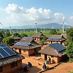 Renewable energy infrastructure in a rural village