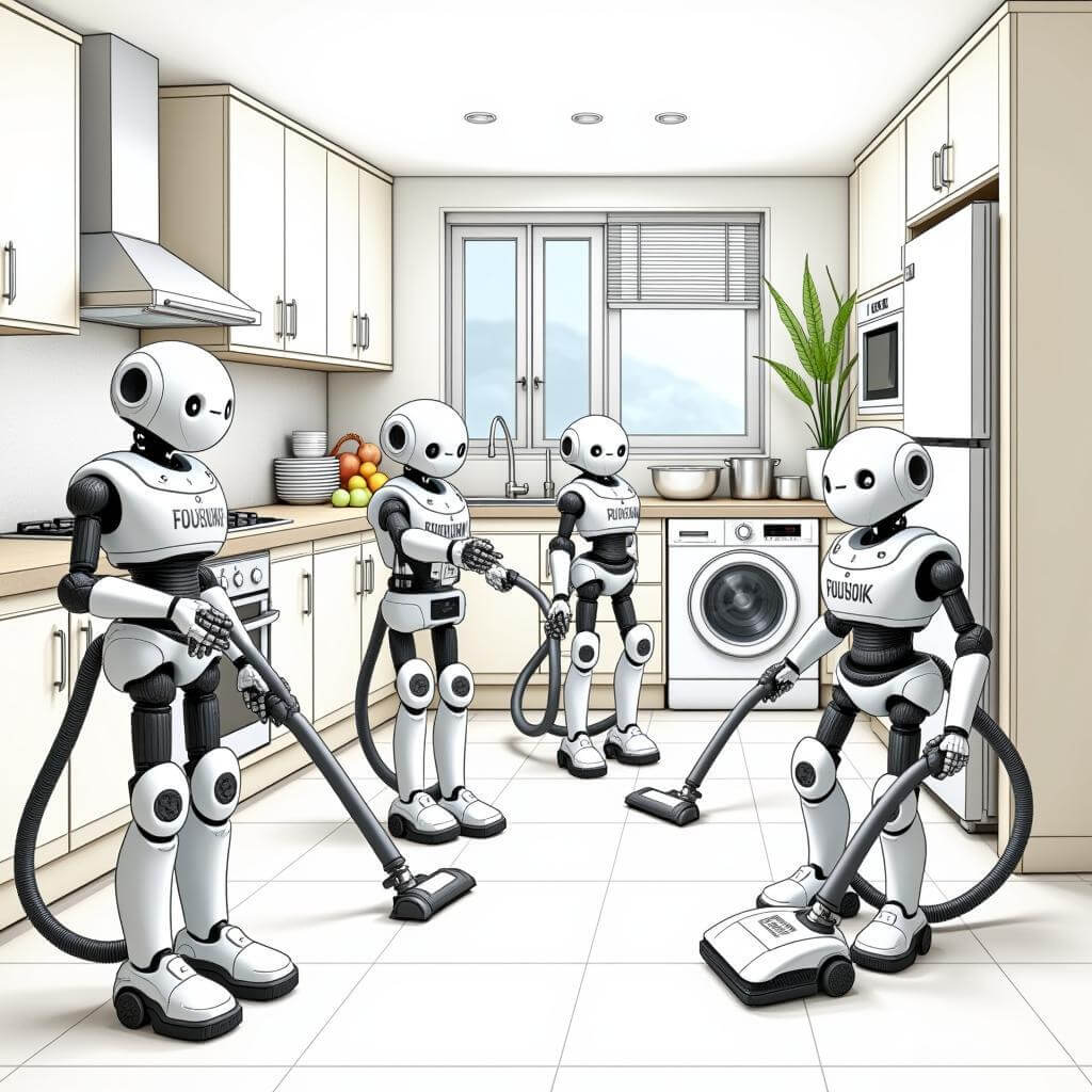 Robots performing various household chores