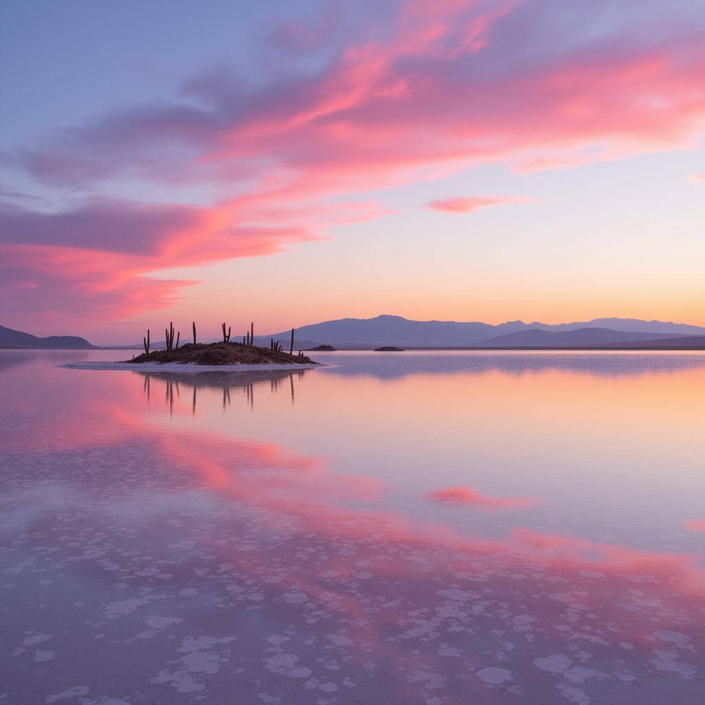 Salar de Uyuni salt flats in Bolivia during rainy season