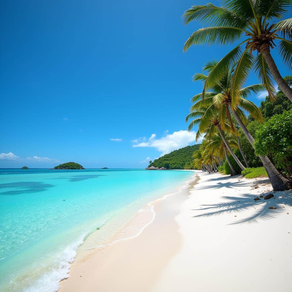 Serene beach with crystal clear water and white sand