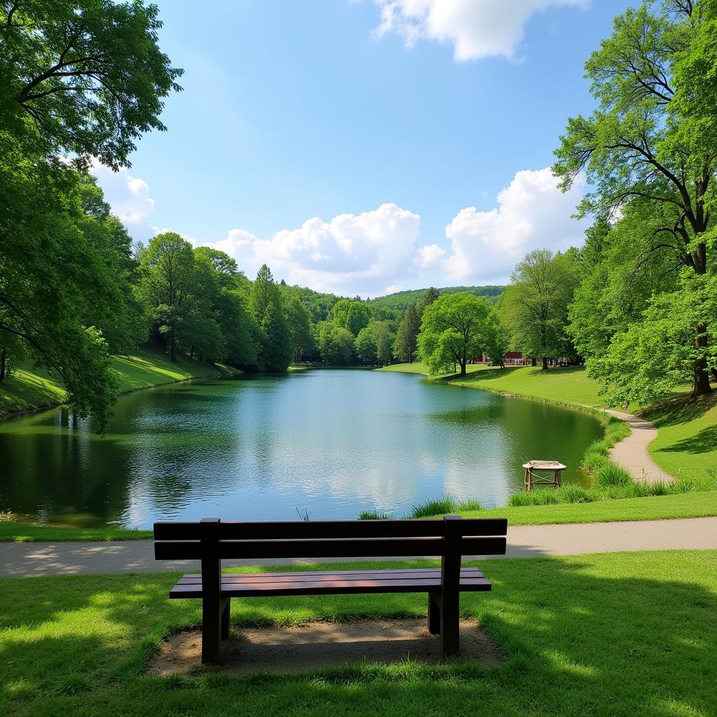 Serene lakeside park for relaxation in IELTS Speaking