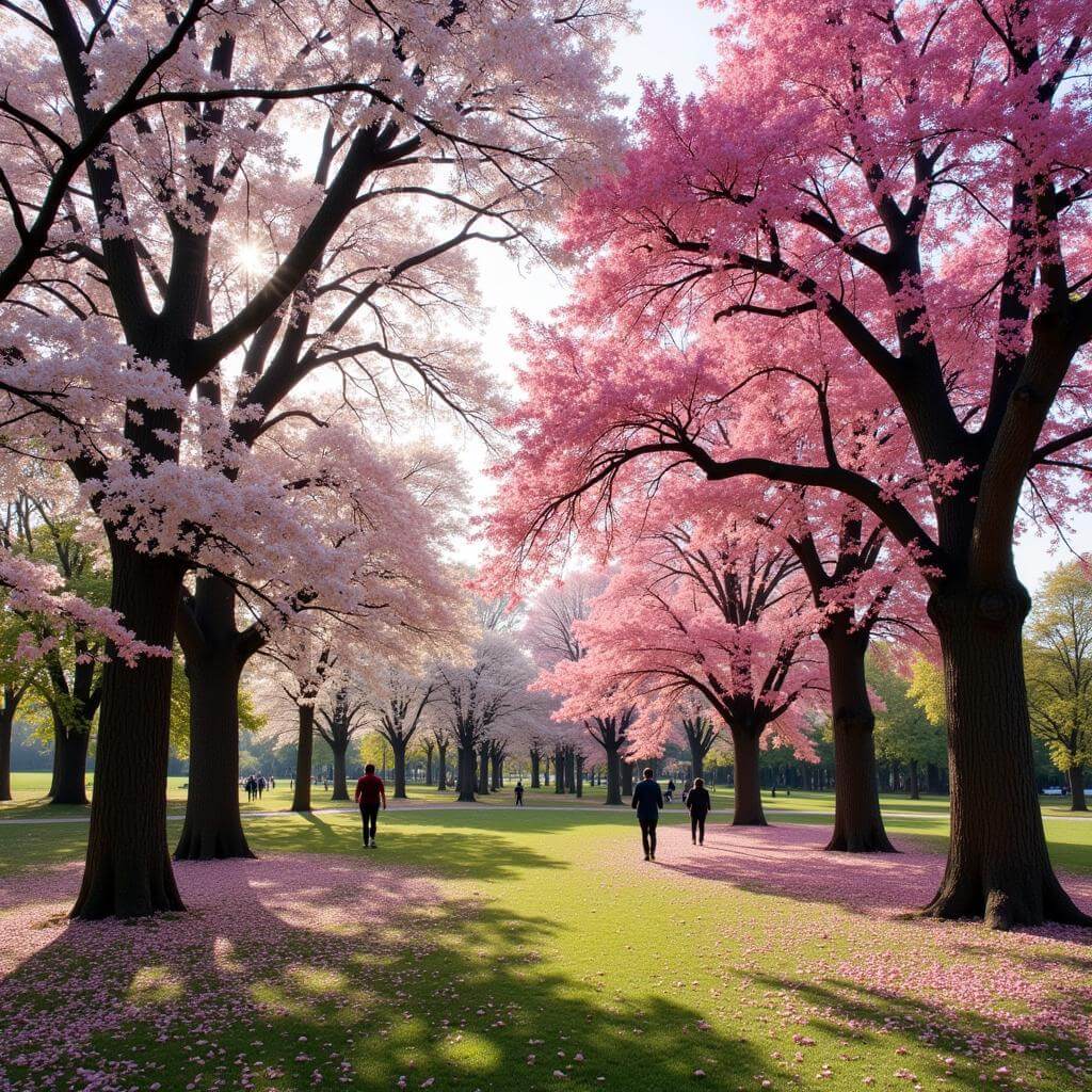 Spring blossoms in a park symbolizing nature's awakening