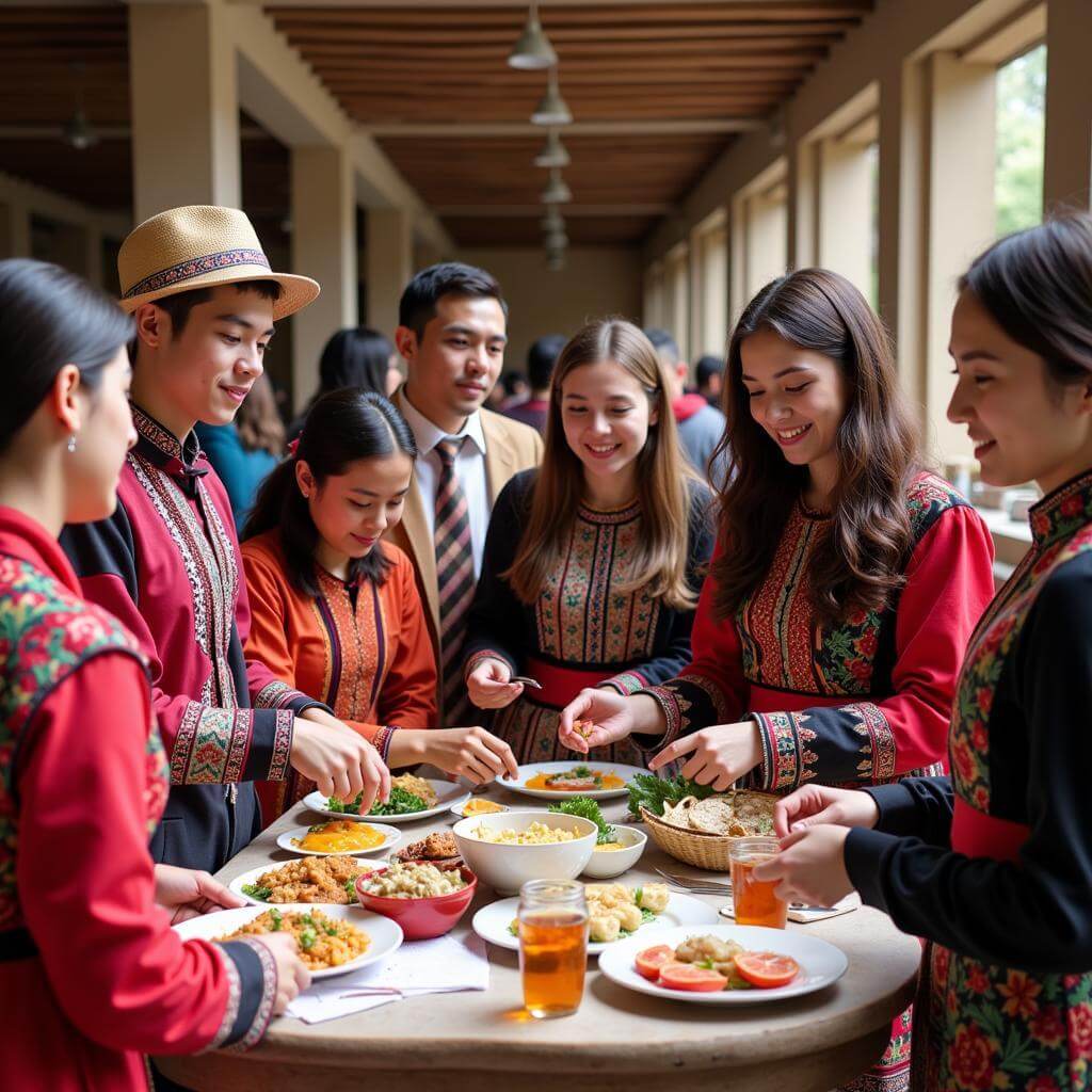 Students participating in cultural activities during exchange program