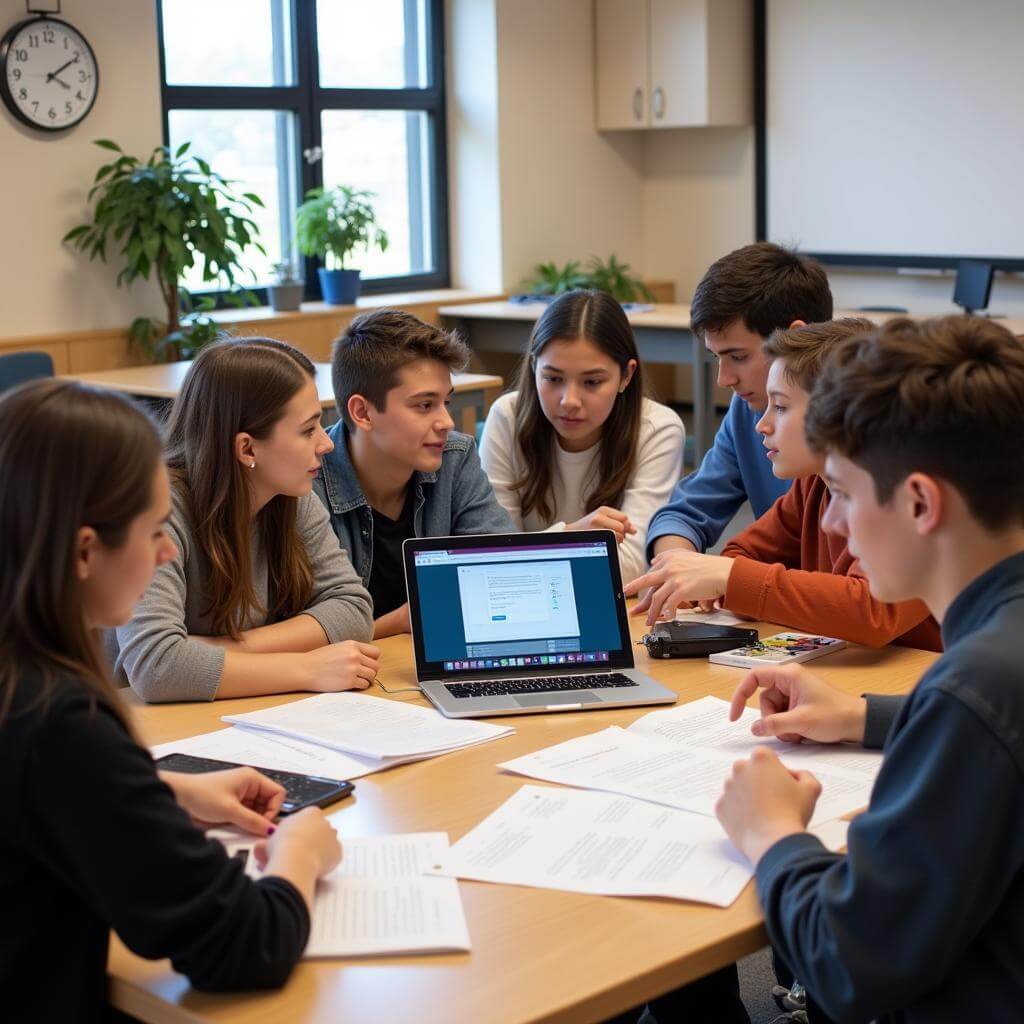 Students working together on a group project